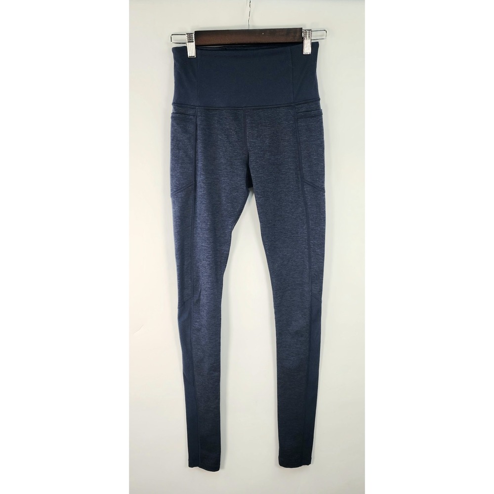 Athleta Exhale Heel Tight Leggings Women's XS Pockets Gym Yoga Blue
